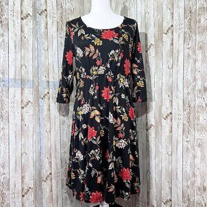 Women's French Grey Maternity Dress | Medium | Black | Floral | Stretch